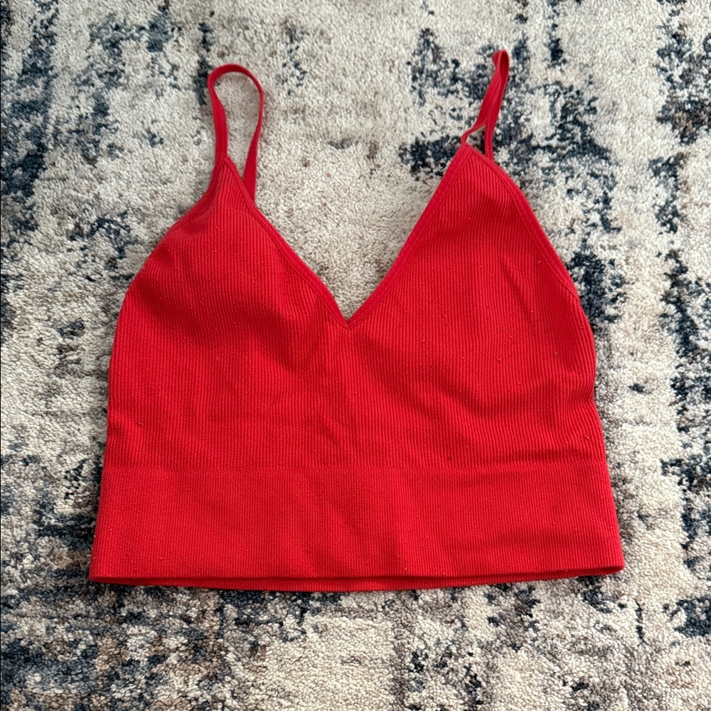 Bozzolo Vibrant Red Ribbed Top